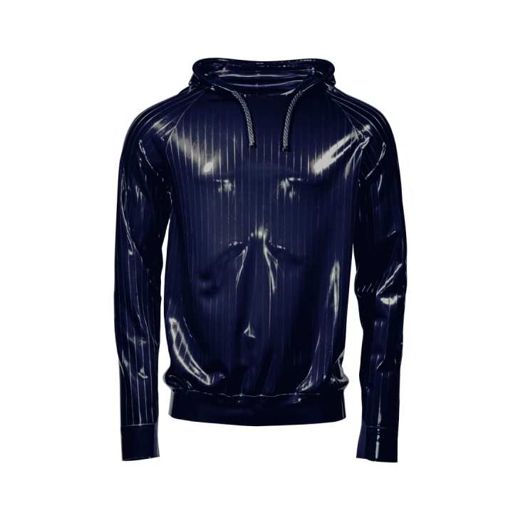 HOODIE PINSTRIPE „LOOSE FIT“ Latex Laser Edition dark blue